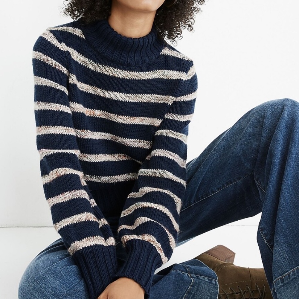 Madewell Striped Metcalfe Mockneck Sweater